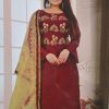 Chanderi Maroon Color Golden Silver Jari Work Kurti with Dupatta IMG 20200617 153050 100x100