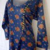 Royal Blue Hip Hop pattern Floral Print Mix Material Kurti Akcud2 100x100