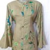 Gray Floral Print Rayon Kurti Ballon Sleeves Akrgbf2 100x100